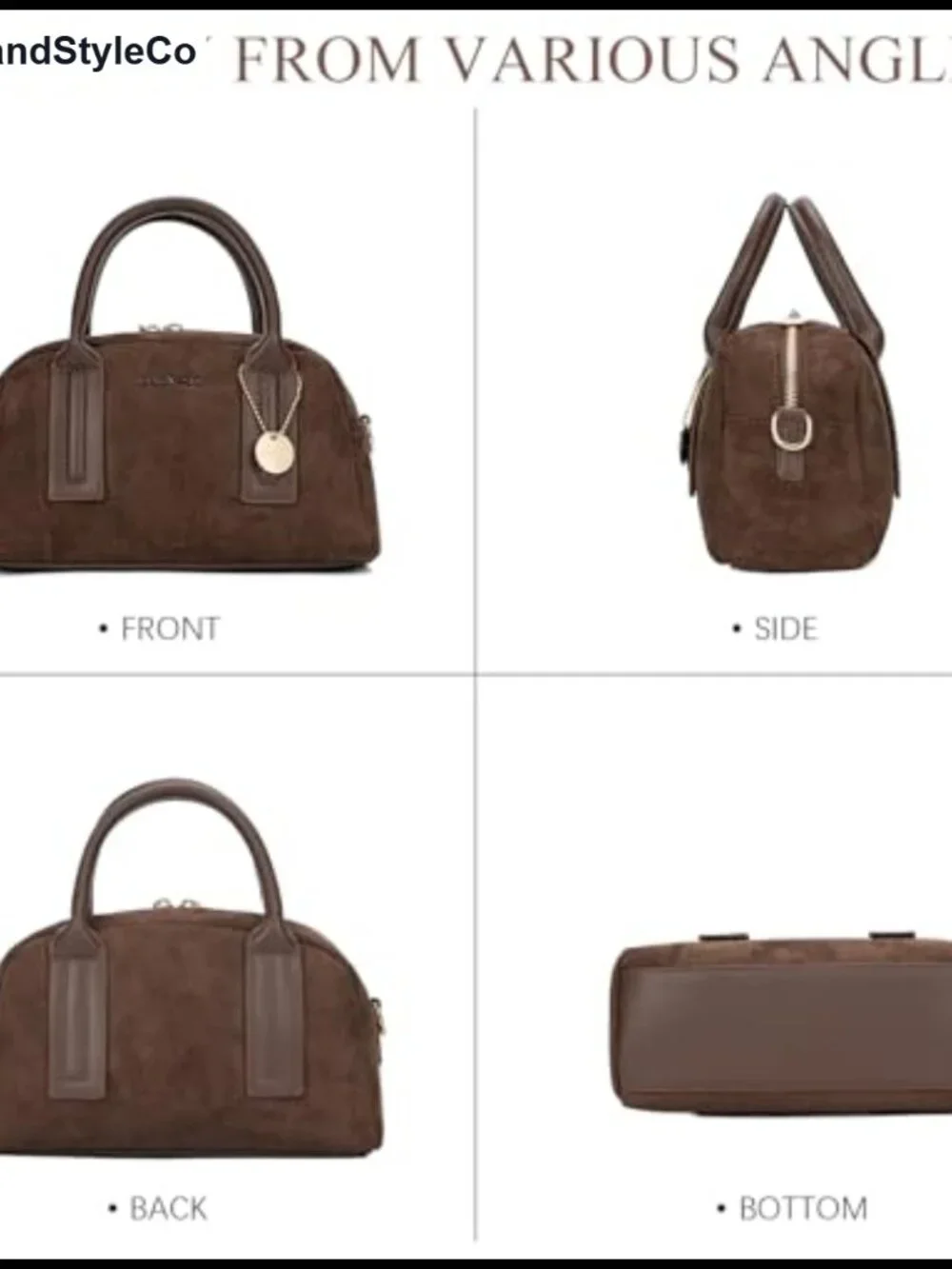 Women's Suede Crossbody Bag | Top Handle Purse | Adjustable Strap | Vegan